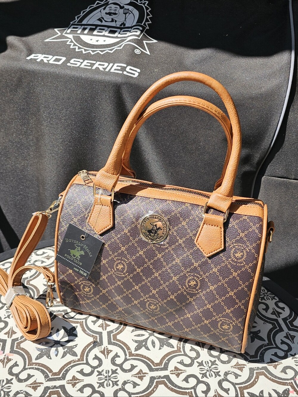 Beverly Hills Polo Club Brown Satchel with Tan Trim NWT